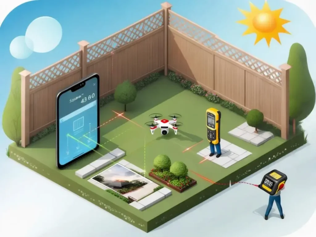 strumenti digitali per misurare l'area di uno spazio per acquistare erba sintetica